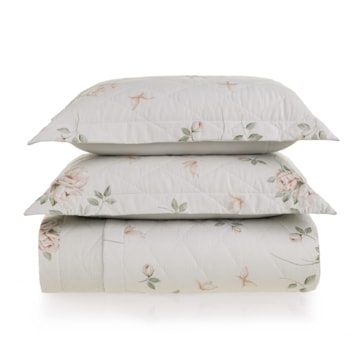 Kit Colcha King Size Karsten Felícia Dupla Face 100% Algodão Egípcio Cetim 300 Fios c/ Porta Travesseiro (3 Peças)