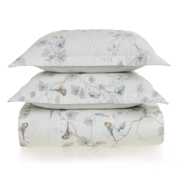 Kit Colcha King Size Karsten Videira Dupla Face 100% Algodão Egípcio Cetim 300 Fios c/ Porta Travesseiro (3 Peças)