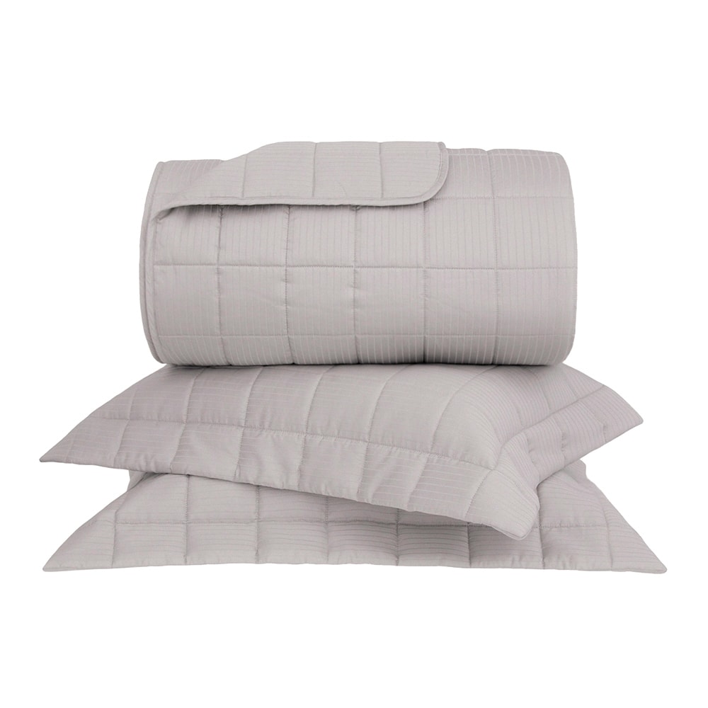 Kit Colcha Queen Buddemeyer Damask Stripes 100% Algodão Fio Penteado Cetim 300 Fios (3 Peças)