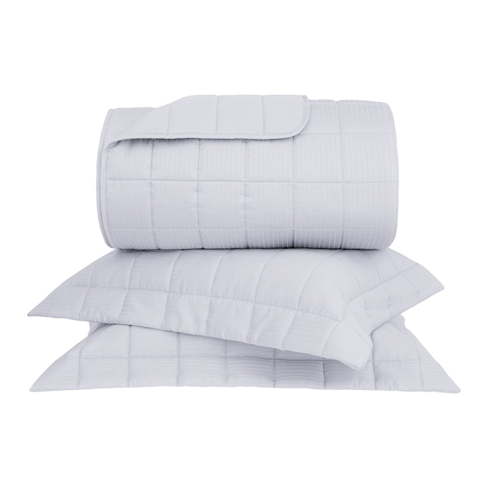 Kit Colcha Queen Buddemeyer Damask Stripes 100% Algodão Fio Penteado Cetim 300 Fios (3 Peças)