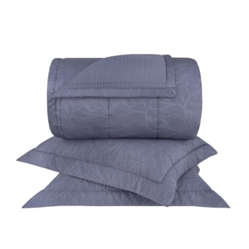 Kit Colcha Queen Buddemeyer Silver Bloom 100% Algodão Fio Penteado Cetim 270 Fios (3 Peças)