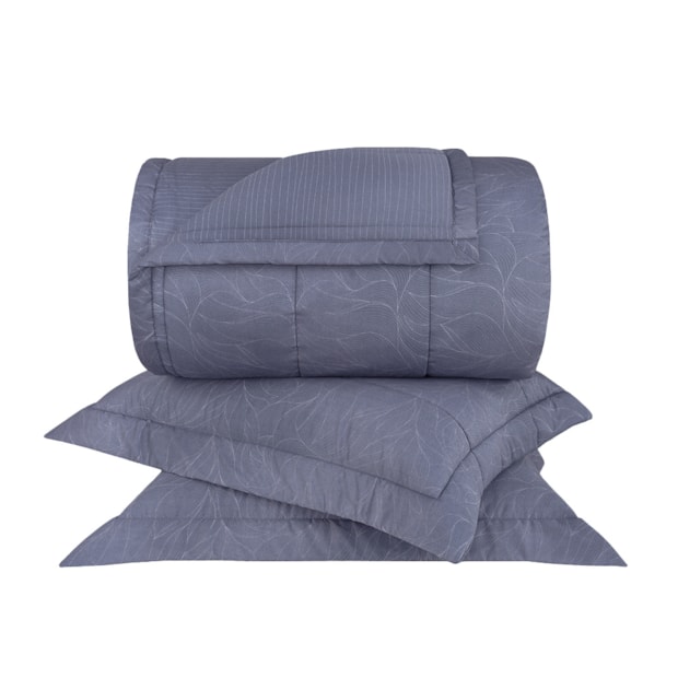 Kit Colcha Queen Buddemeyer Silver Bloom 100% Algodão Fio Penteado Cetim 270 Fios (3 Peças)