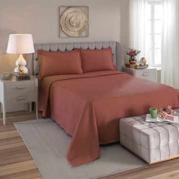 Kit Colcha Queen Dohler Piquet AM-1558 Liso 100% Algodão (3 Peças)