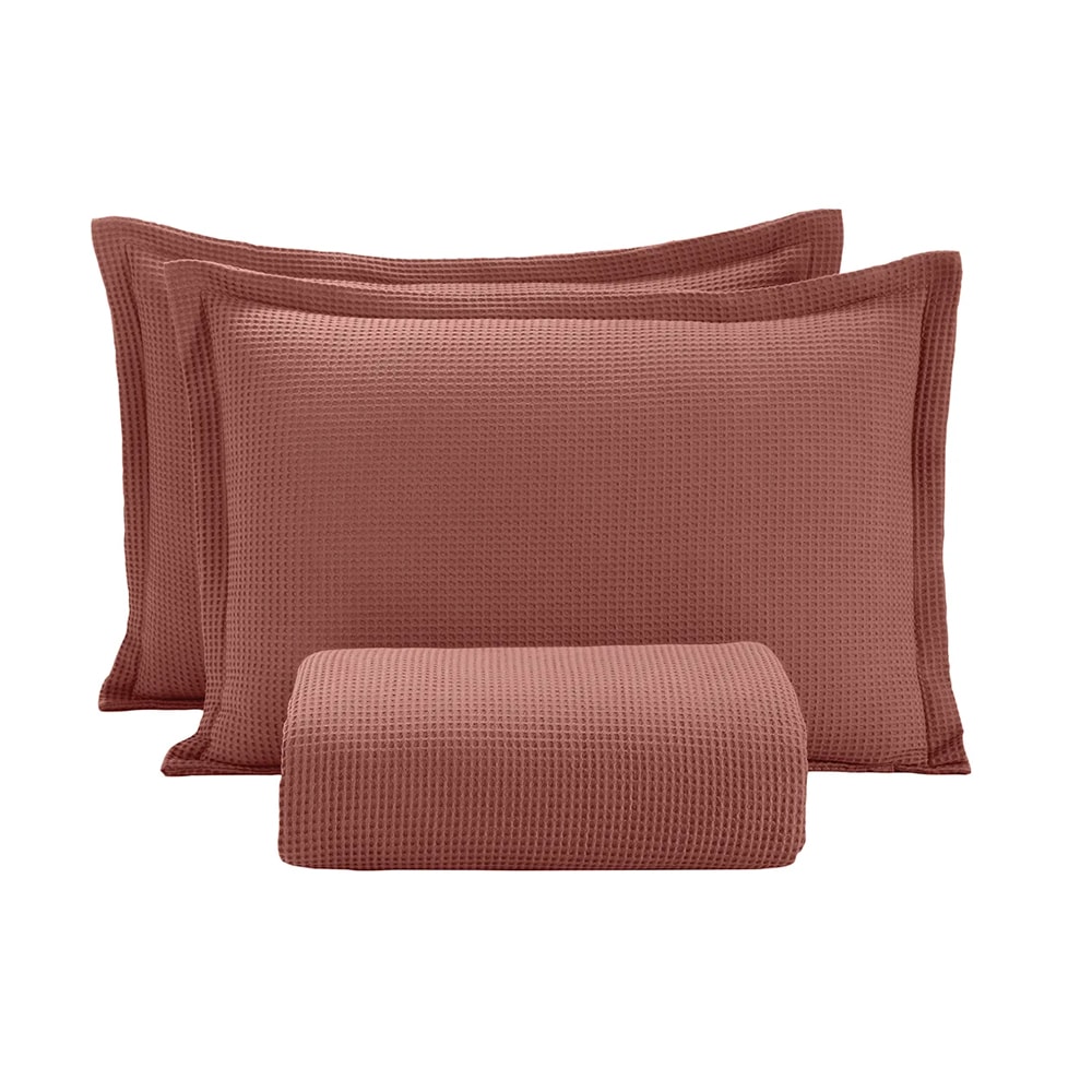 Kit Colcha Queen Dohler Piquet AM-1558 Liso 100% Algodão (3 Peças)