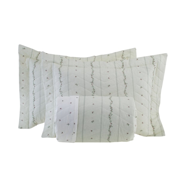 Kit Colcha Queen Kacyumara Casa K Vintage Majouri Dupla Face 100% Algodão Egípcio Percal 200 Fios (3 Peças)