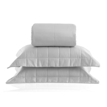 Kit Colcha Queen Kacyumara Satinée Square Dupla Face 100% Algodão Egípcio Percal 300 Fios (3 Peças)