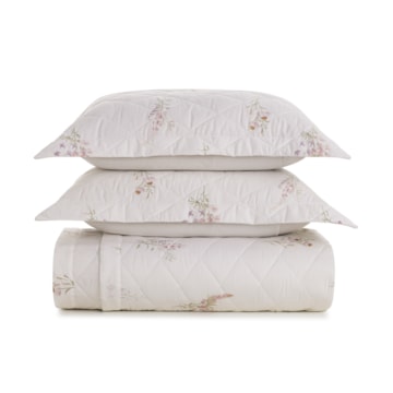 Kit Colcha Queen Karsten Arabella Dupla Face 100% Algodão Egípcio Cetim 300 Fios c/ Porta Travesseiro (3 Peças)