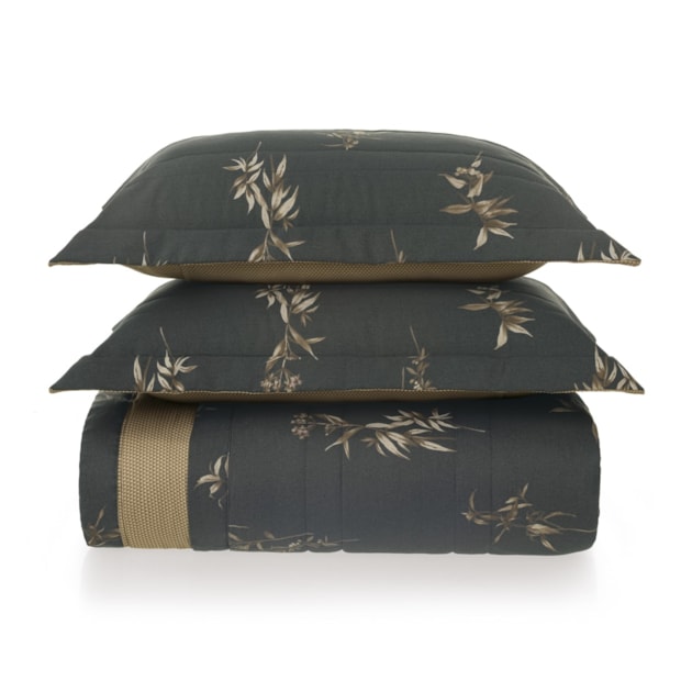 Kit Colcha Queen Karsten Ávila Dupla Face 100% Algodão Egípcio Cetim 300 Fios c/ Porta Travesseiro (3 Peças)