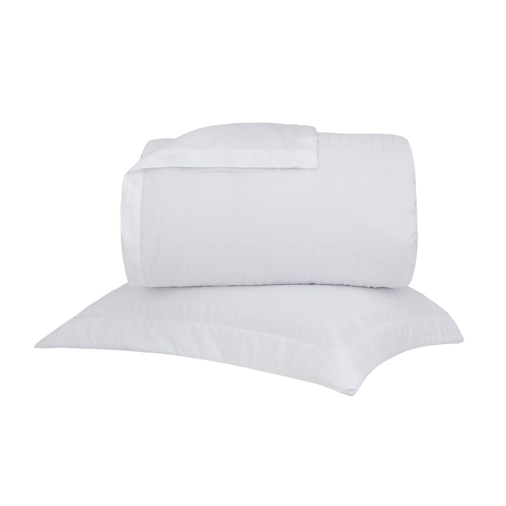 Kit Colcha Solteiro Buddemeyer Damask Square 100% Algodão Fio Penteado Cetim 300 Fios (2 Peças)