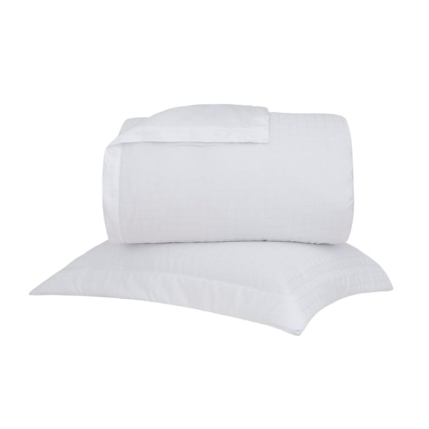 Kit Colcha Solteiro Buddemeyer Damask Square 100% Algodão Fio Penteado Cetim 300 Fios (2 Peças)