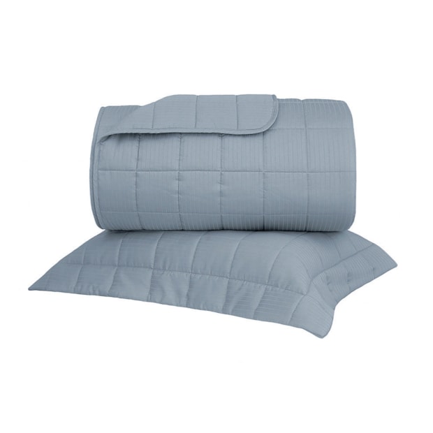 Kit Colcha Solteiro Buddemeyer Damask Stripes 100% Algodão Fio Penteado Cetim 300 Fios (2 Peças)