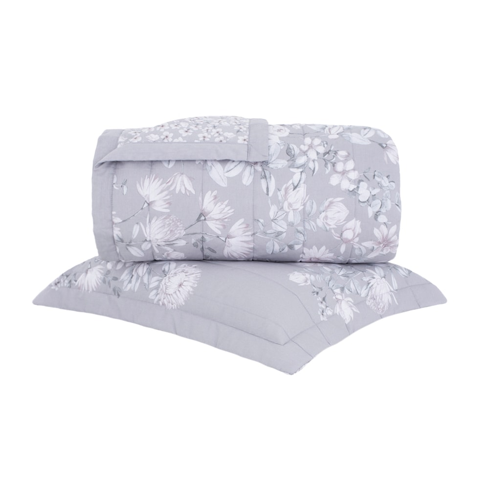 Kit Colcha Solteiro Buddemeyer Percalle Proteas Dupla Face 100% Algodão Fio Penteado 180 Fios (2 Peç