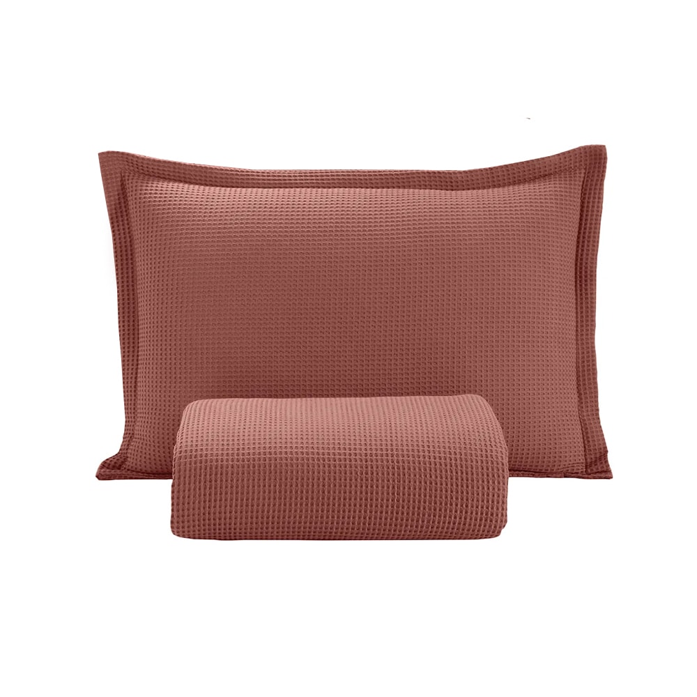 Kit Colcha Solteiro Dohler Piquet AM-1558 Liso 100% Algodão (2 Peças)