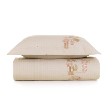 Kit Colcha Solteiro Infantil Karsten Daisy Dupla Face 100% Algodão Percal 200 Fios c/ Porta Travesseiro (2 Peças)