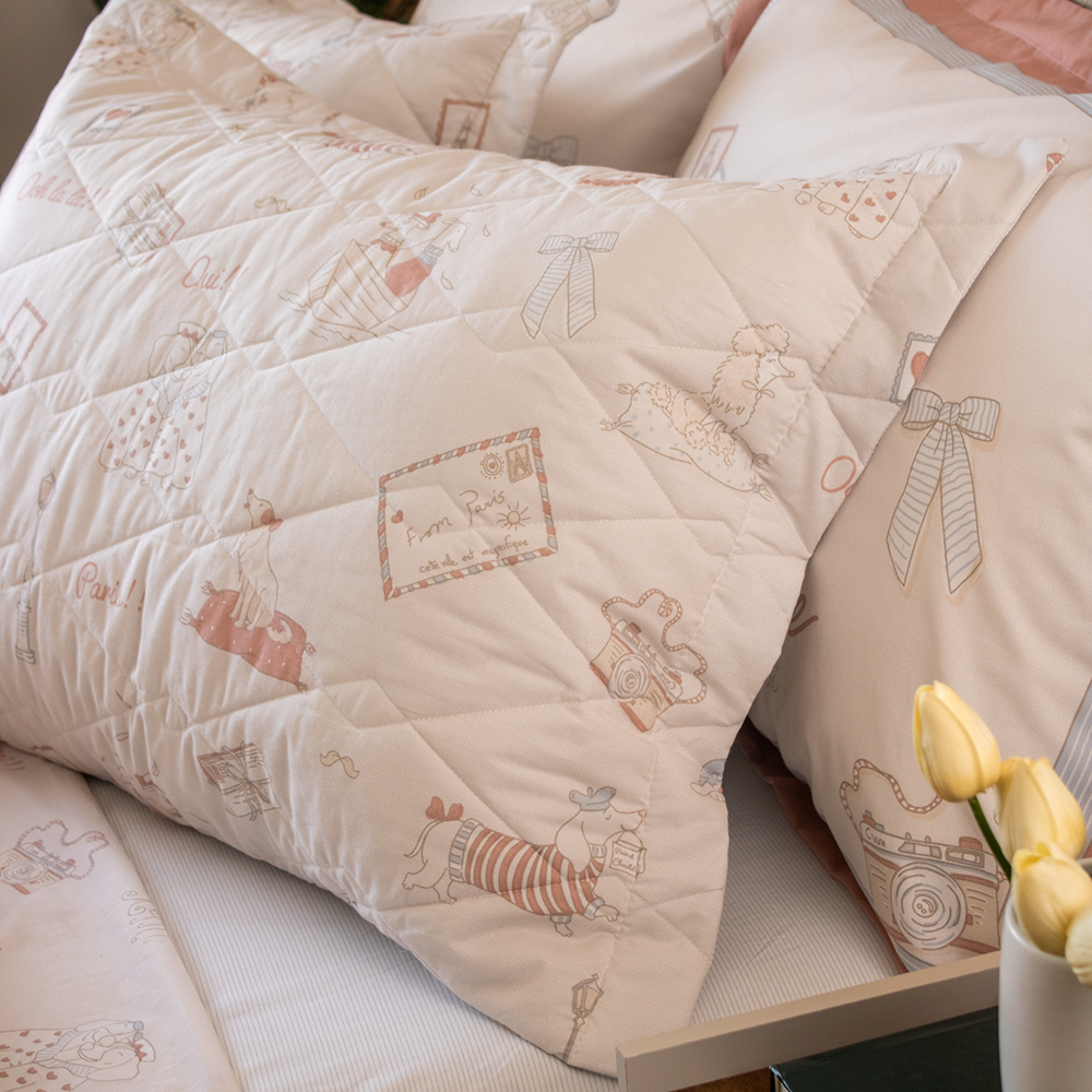 Kit Colcha Solteiro Infantil Karsten Jolie Dupla Face 100% Algodão Percal 200 Fios c/ Porta Travesseiro (2 Peças)