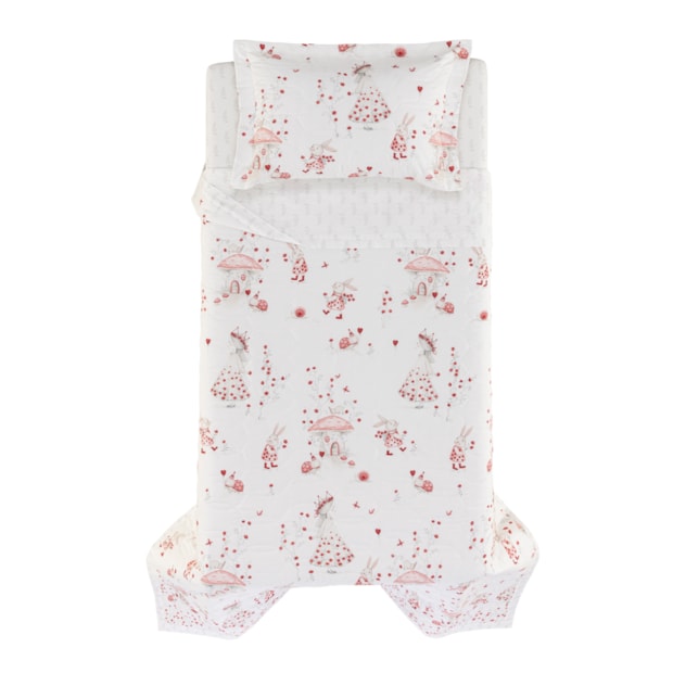 Kit Colcha Solteiro Infantil Karsten Lili Dupla Face 100% Algodão Percal 200 Fios c/ Porta Travesseiro (2 Peças)