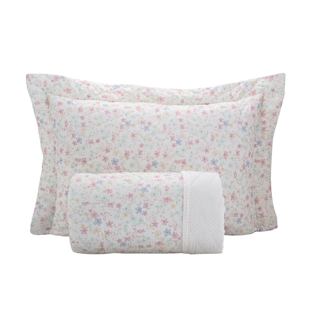Kit Colcha Solteiro Kacyumara Casa K Vintage Alora Dupla Face 100% Algodão Egípcio Percal 200 Fios (2 Peças)