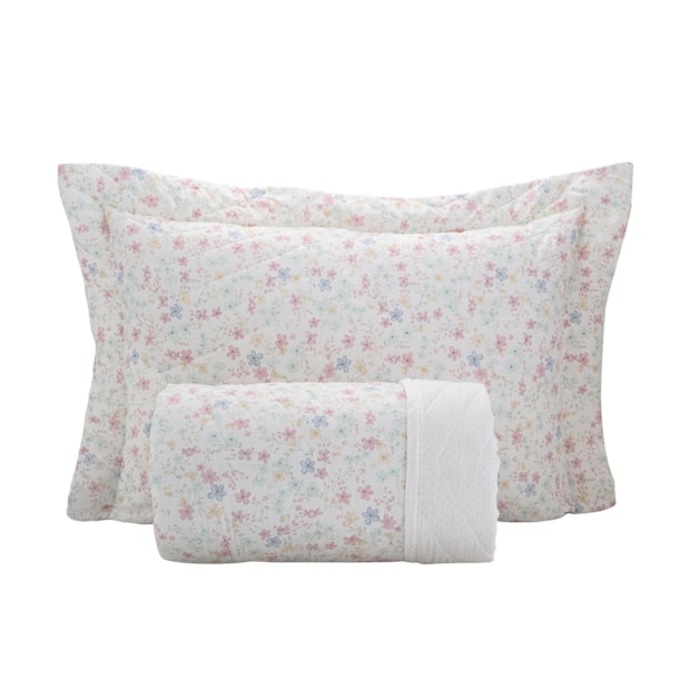 Kit Colcha Solteiro Kacyumara Casa K Vintage Alora Dupla Face 100% Algodão Egípcio Percal 200 Fios (2 Peças)