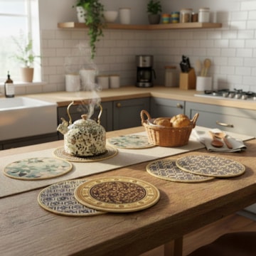 Kit com 4 Conjuntos de Descanso de Panela Kacyumara com Base Emborrachada