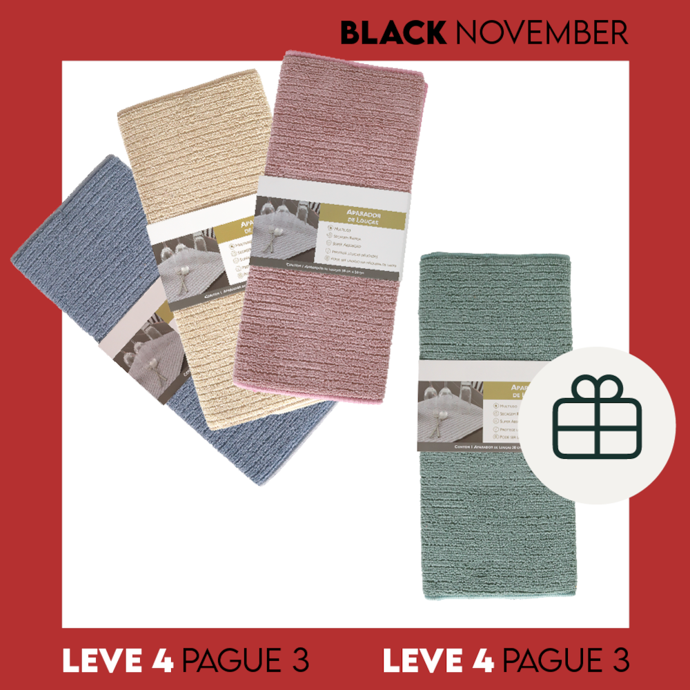 Kit com 4 Tapetes Escorredor de Louça Microfibra Super Absorvente 38cm x 50cm