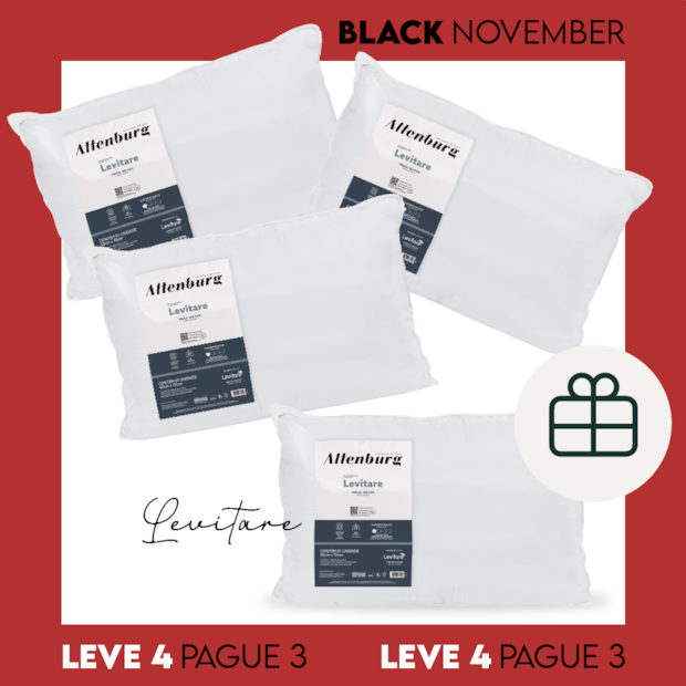 Kit com 4 Travesseiros Altenburg Levitare 100% Algodão Percal 200 Fios Suporte Macio 50cm X 70cm