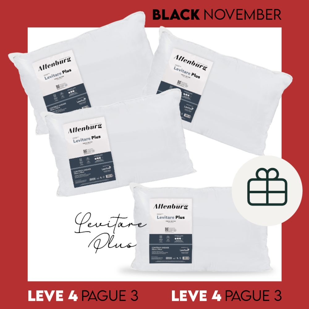 Kit com 4 Travesseiros Altenburg Levitare Plus 100% Algodão Percal 200 Fios Suporte Firme 50cm X 70cm