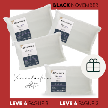 Kit com 4 Travesseiros Altenburg Nasa Viscoelástico Alto 100% Algodão Suporte Firme 48cm x 68cm