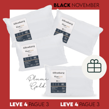 Kit com 4 Travesseiros Altenburg Plumi Gold 100% Algodão Percal 180 Fios Suporte Firme 50cm x 70cm