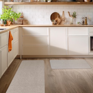 Kit Tapete para Cozinha 65cm + Passadeira 1,10m Estilo Linho Antiderrapante (2 peças)