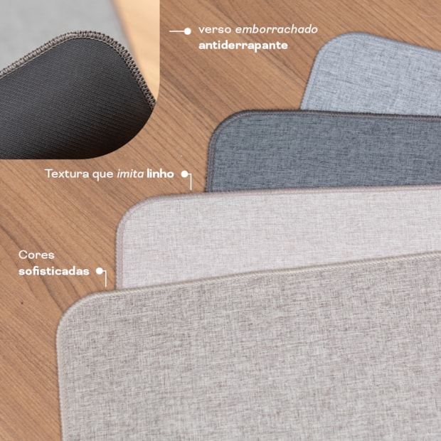 Kit Tapete para Cozinha 65cm + Passadeira 1,10m Estilo Linho Antiderrapante (2 peças)