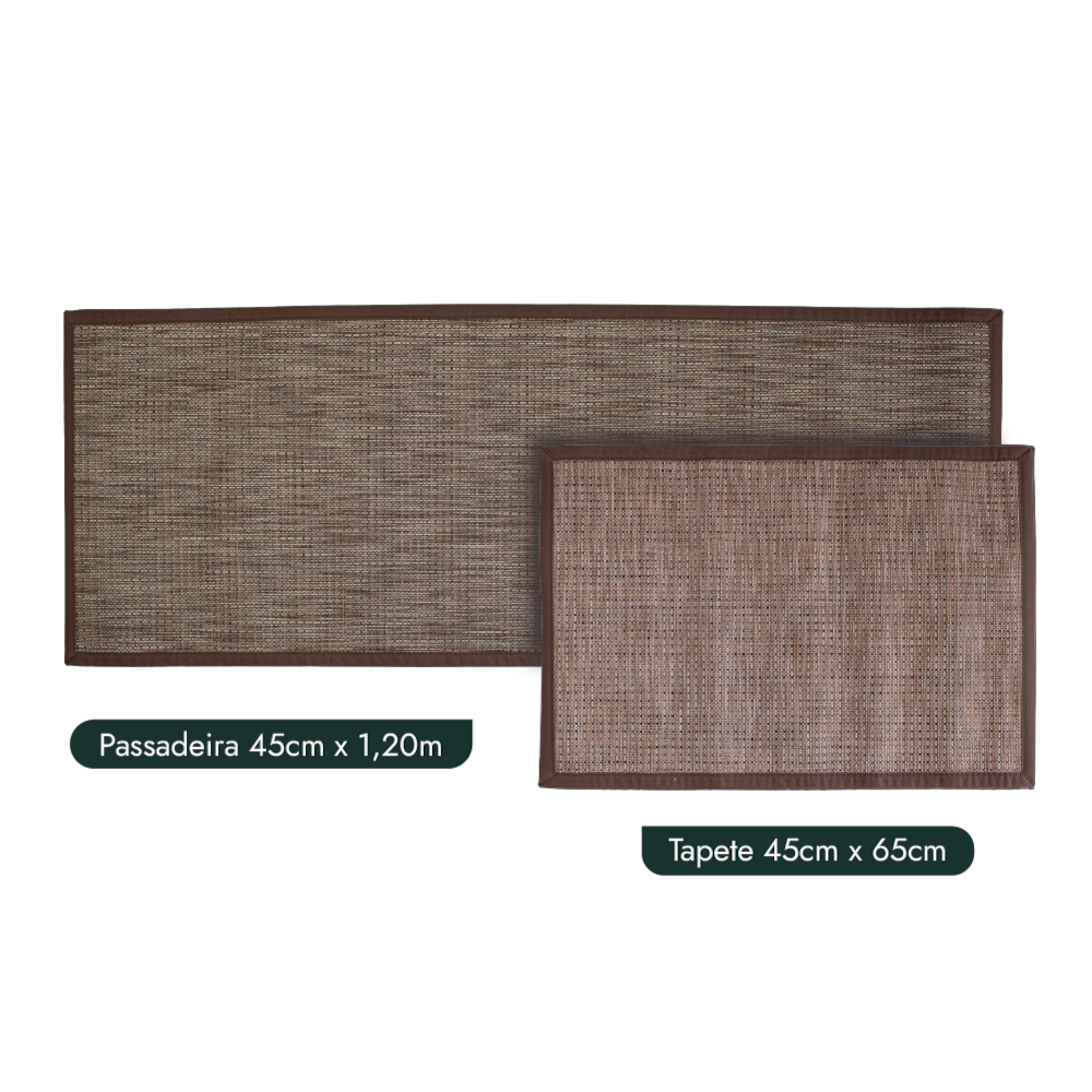 Kit Tapete para Cozinha 65cm + Passadeira 1,20m Moderno 100% PVC Antiderrapante (2 peças)