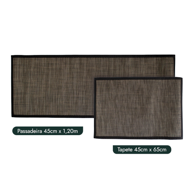 Kit Tapete para Cozinha 65cm + Passadeira 1,20m Moderno 100% PVC Antiderrapante (2 peças)