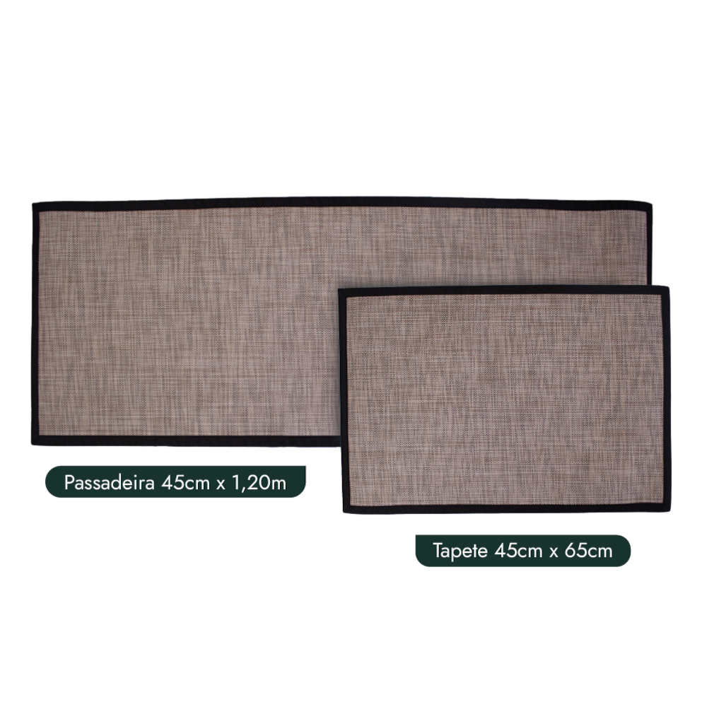 Kit Tapete para Cozinha 65cm + Passadeira 1,20m Moderno 100% PVC Antiderrapante (2 peças)