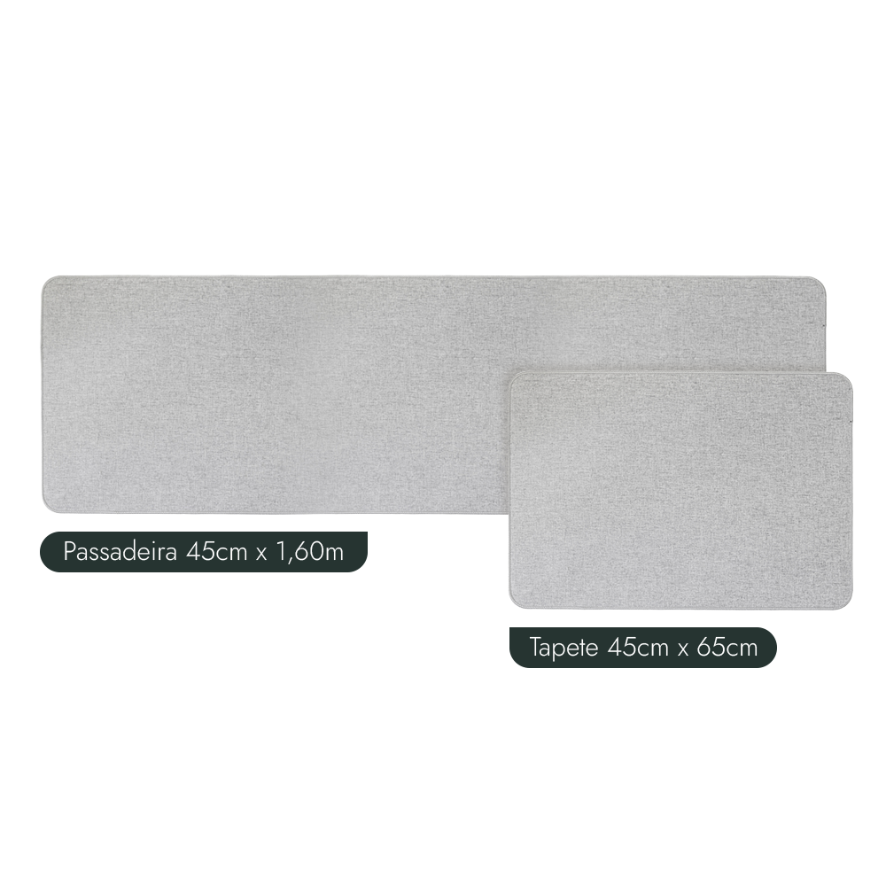 Kit Tapete para Cozinha 65cm + Passadeira 1,60m Estilo Linho Antiderrapante (2 peças)