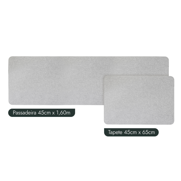 Kit Tapete para Cozinha 65cm + Passadeira 1,60m Estilo Linho Antiderrapante (2 peças)