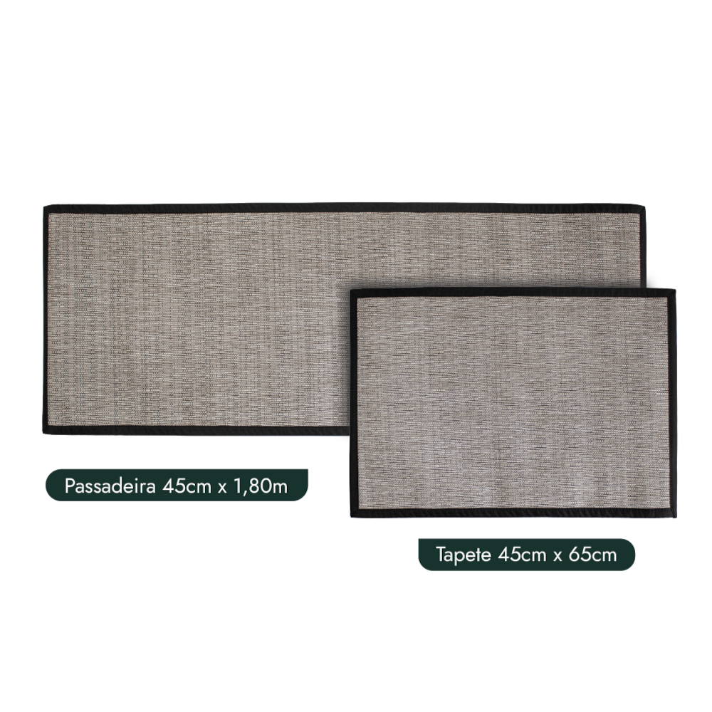 Kit Tapete para Cozinha 65cm + Passadeira 1,80m Moderno 100% PVC Antiderrapante (2 peças)