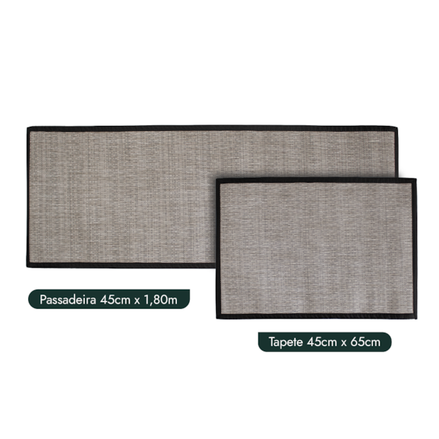 Kit Tapete para Cozinha 65cm + Passadeira 1,80m Moderno 100% PVC Antiderrapante (2 peças)