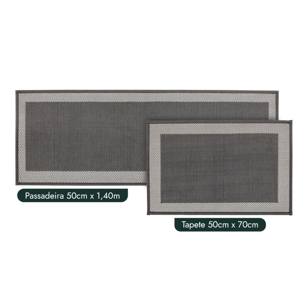 Kit Tapete para Cozinha 70cm + Passadeira 1,40m Antiderrapante Kacyumara Square (2 peças)