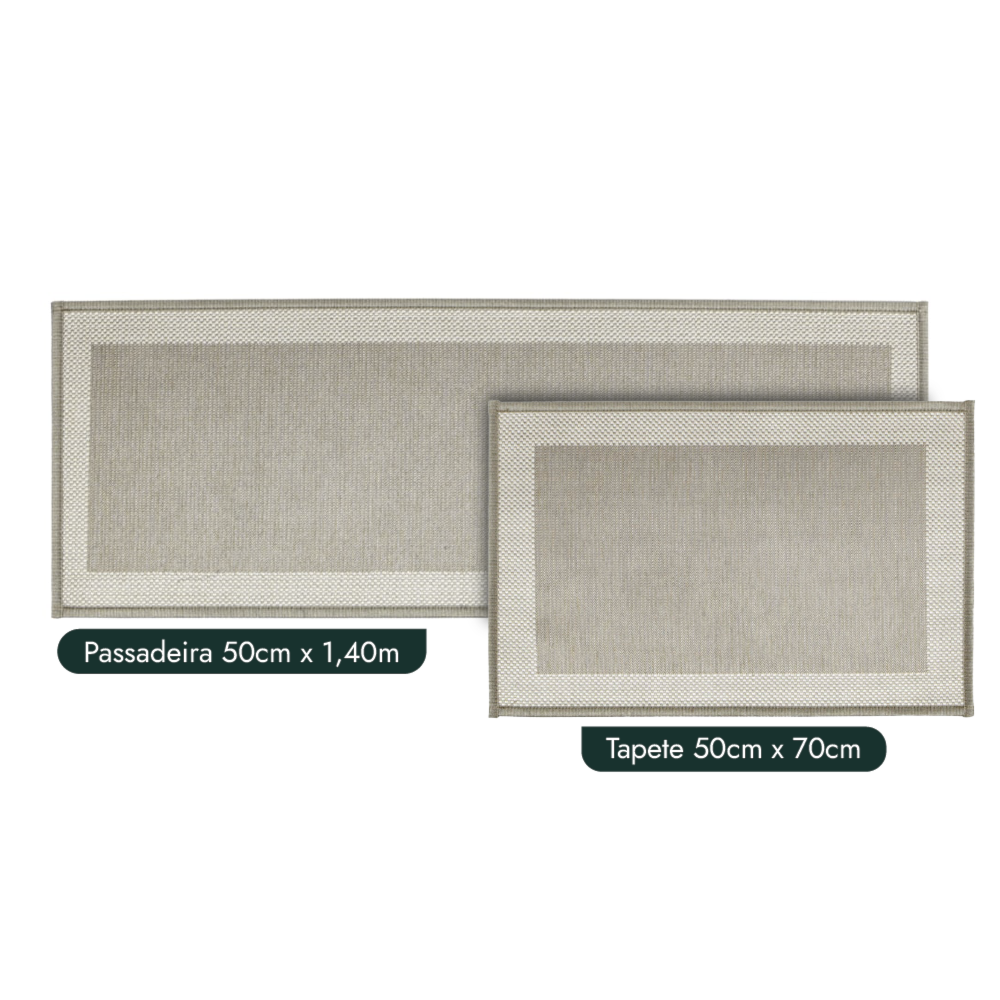 Kit Tapete para Cozinha 70cm + Passadeira 1,40m Antiderrapante Kacyumara Square (2 peças)