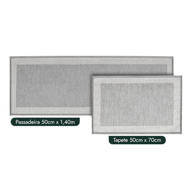 Kit Tapete para Cozinha 70cm + Passadeira 1,40m Antiderrapante Kacyumara Square (2 peças)