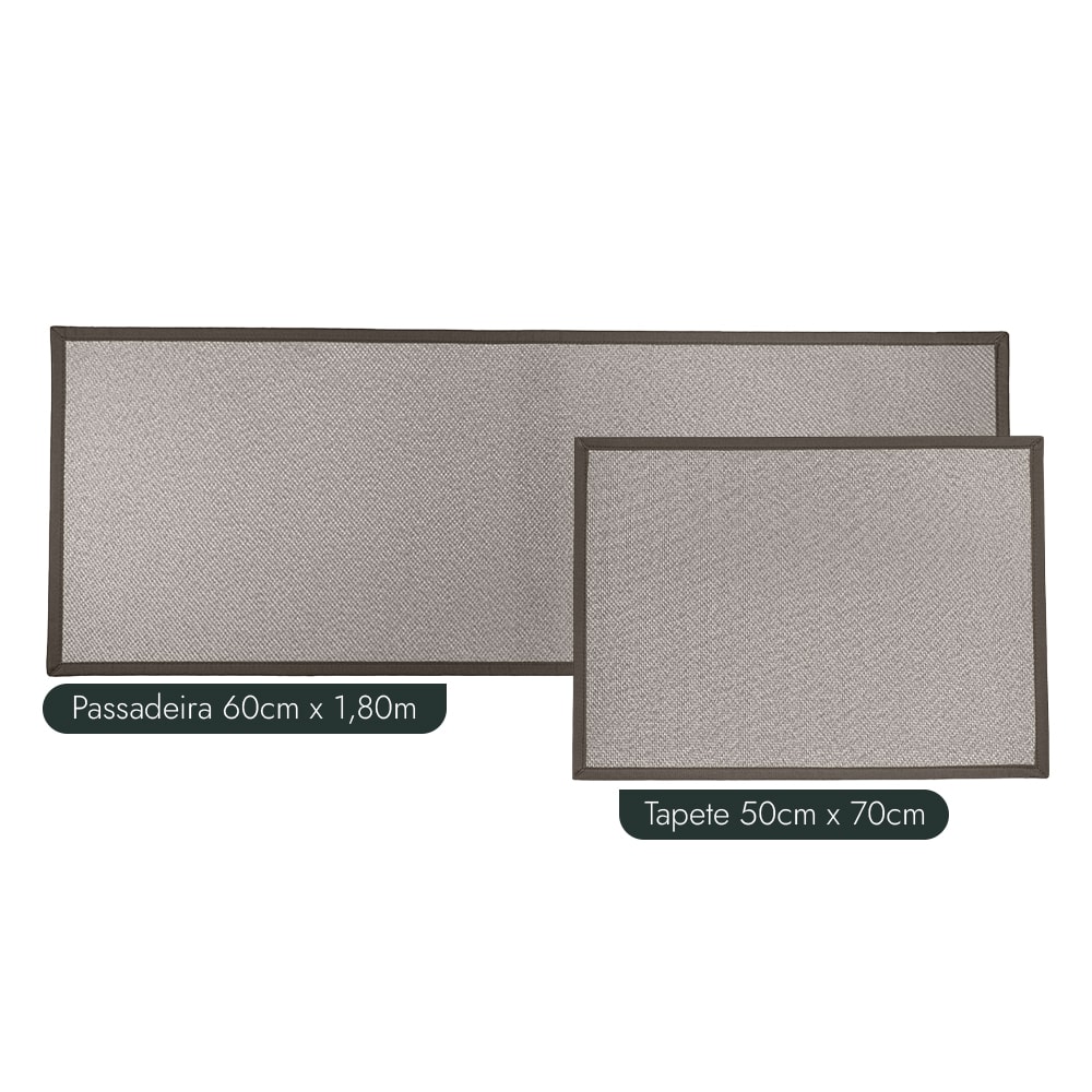 Kit Tapete para Cozinha 70cm + Passadeira 1,80m Antiderrapante Kacyumara Multti (2 peças)