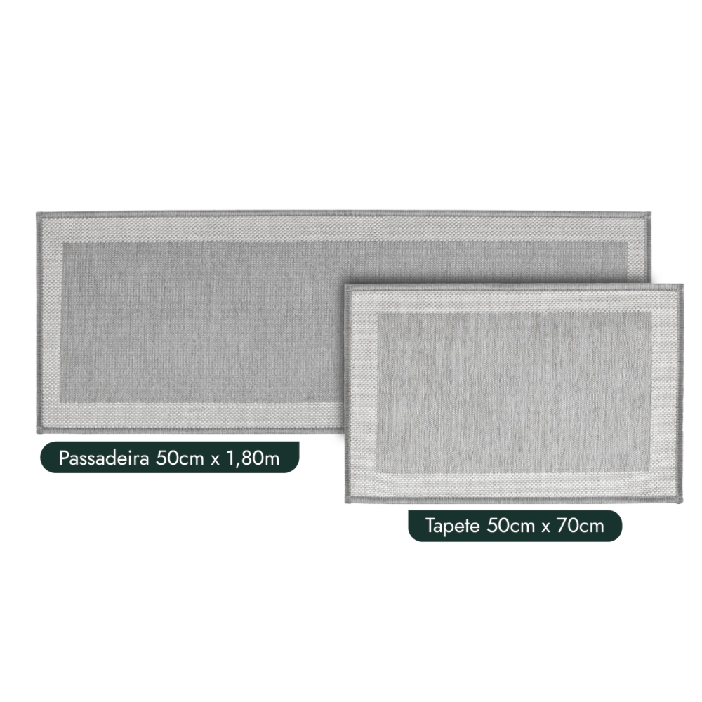 Kit Tapete para Cozinha 70cm + Passadeira 1,80m Antiderrapante Kacyumara Square (2 peças)