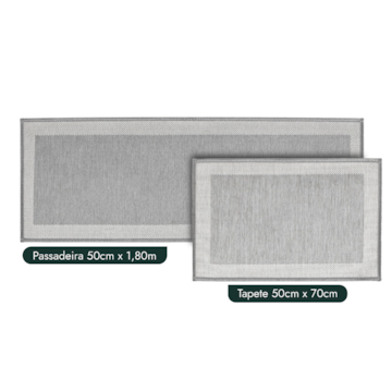 Kit Tapete para Cozinha 70cm + Passadeira 1,80m Antiderrapante Kacyumara Square (2 peças)