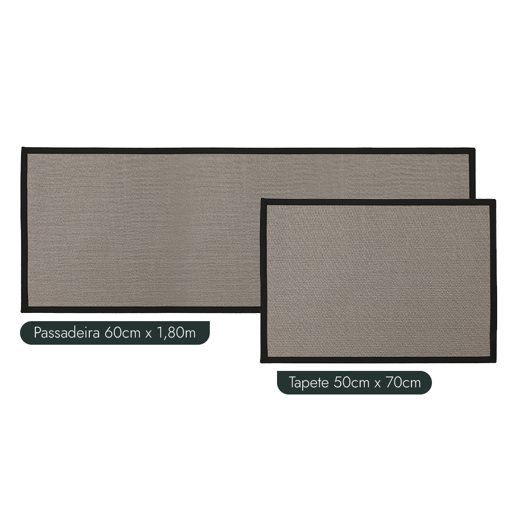 Kit Tapete para Cozinha 70cm + Passadeira 1,80m Antiderrapante Trame (2 peças)