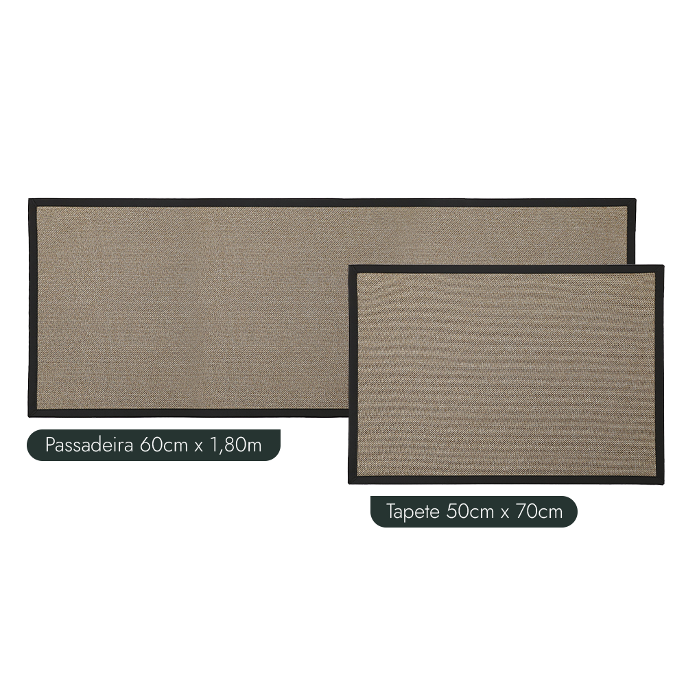 Kit Tapete para Cozinha 70cm + Passadeira 1,80m Antiderrapante Trame (2 peças)