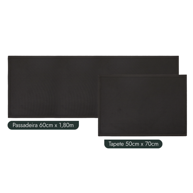 Kit Tapete para Cozinha 70cm + Passadeira 1,80m Antiderrapante Trame (2 peças)