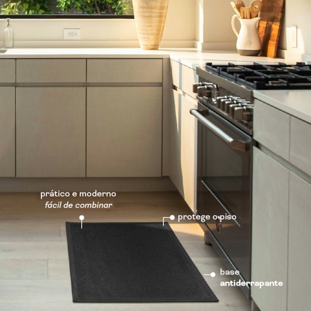 Kit Tapete para Cozinha 70cm + Passadeira 1,80m Antiderrapante Trame (2 peças)