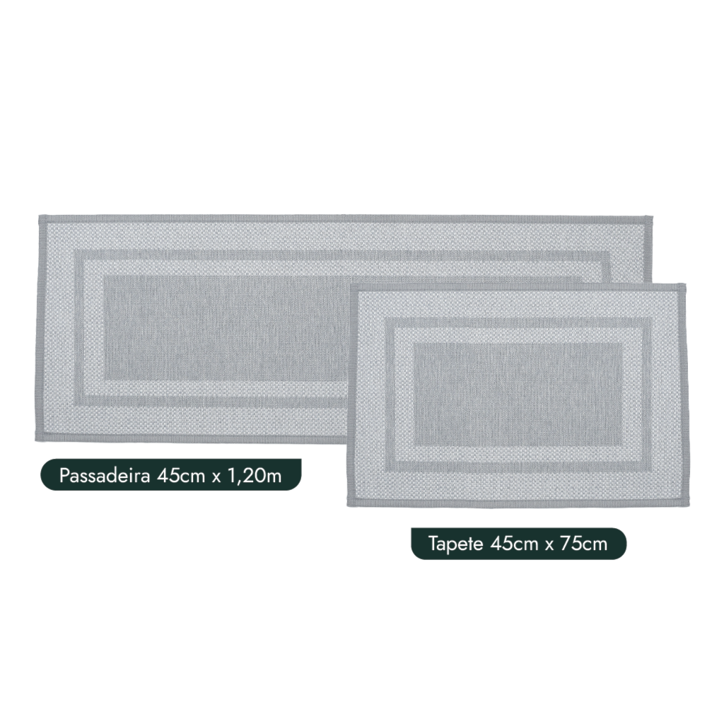 Kit Tapete para Cozinha 75cm + Passadeira 1,20m Antiderrapante Jacquard Munique (2 peças)