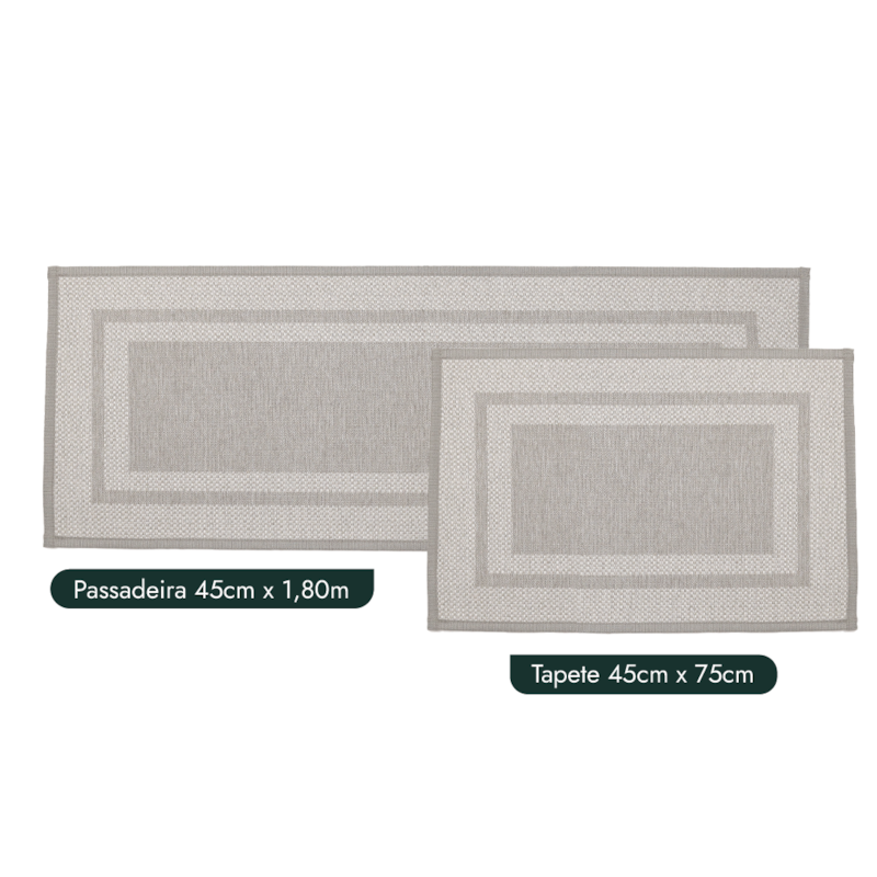 Kit Tapete para Cozinha 75cm + Passadeira 1,80m Antiderrapante Jacquar