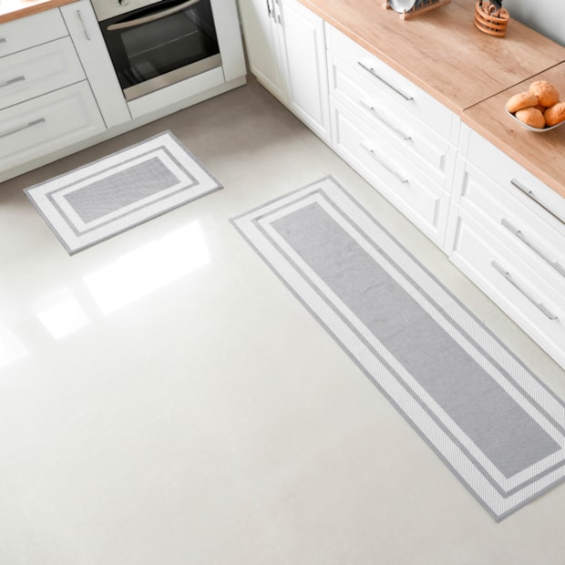 Kit Tapete para Cozinha 75cm + Passadeira 1,80m Antiderrapante Munique (2 peças)